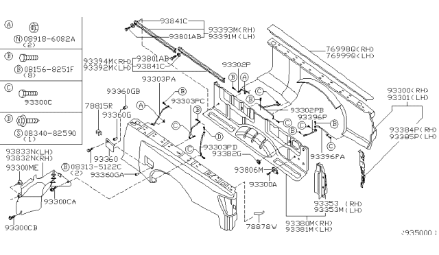 2004 Nissan Titan Panel-Side L Diagram for 93311-8S530