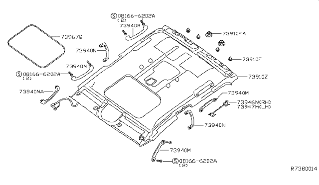 2004 Nissan Titan Roof Trimming Diagram 1