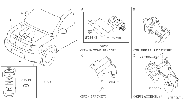 2005 Nissan Titan Horn Assembly Diagram for 25605-7S000