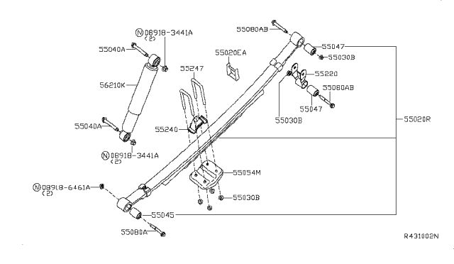 2015 Nissan Titan Shock Absorber Kit-Rear Diagram for E6200-9FG0B