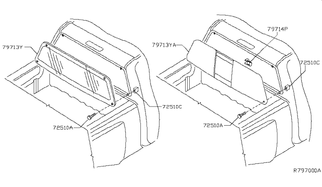 2005 Nissan Titan Glass-Back Window Diagram for 79700-7S21A