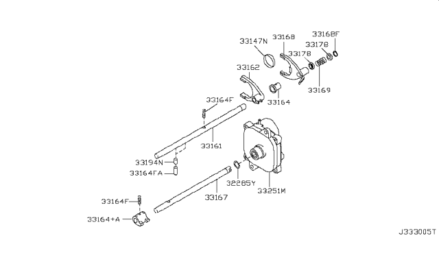 2009 Nissan Titan Transfer Shift Lever,Fork & Control Diagram 1