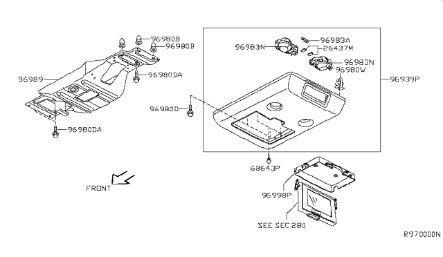 2014 Nissan Titan Roof Console Diagram 1
