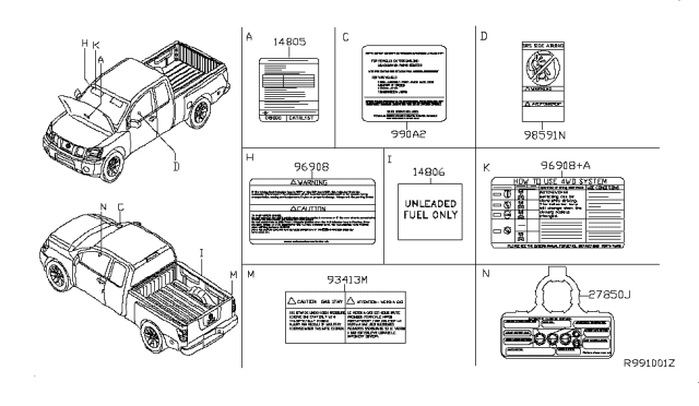 2006 Nissan Titan Caution Plate & Label Diagram 1