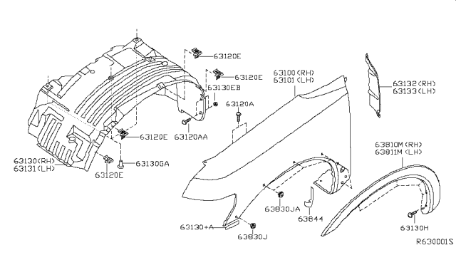 2014 Nissan Titan Fender - Front, RH Diagram for F3100-ZR0EA