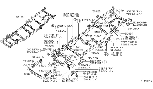 2006 Nissan Titan Nut Diagram for 54588-AD002