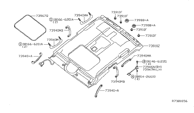 2014 Nissan Titan Grip Assembly-Assist Diagram for 73940-7S020