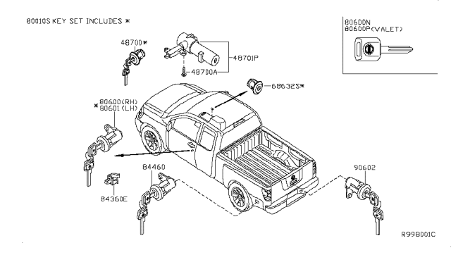 2008 Nissan Titan Key Set & Blank Key Diagram