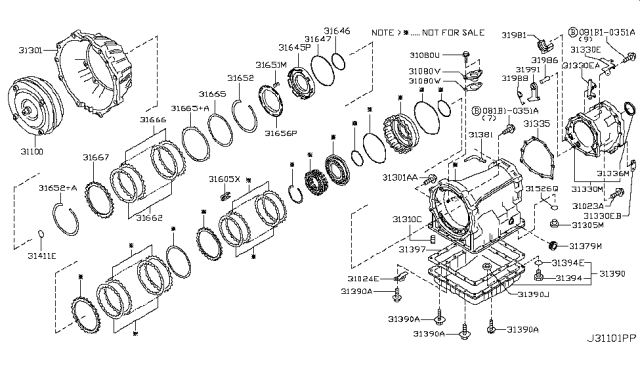 2010 Nissan Titan Torque Converter,Housing & Case Diagram 5