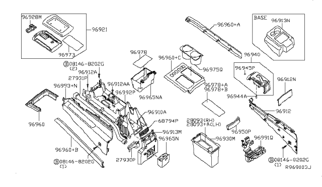 2013 Nissan Titan Mat Console Diagram for 96977-ZQ00A