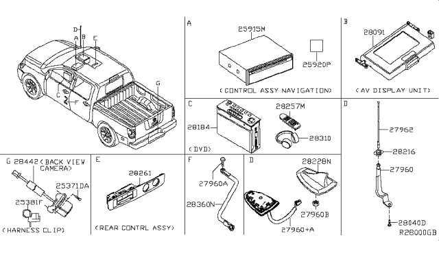 2014 Nissan Titan Cover Antenna Base Diagram for 28228-ZC40A