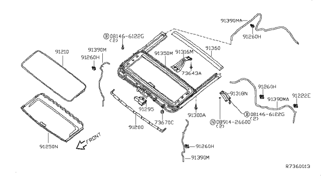 2011 Nissan Titan Sun Roof Parts Diagram