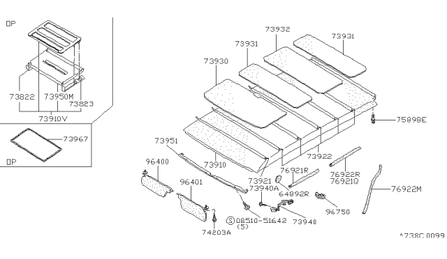 1982 Nissan Datsun 810 WELT HEADLINING Diagram for 73919-W2715