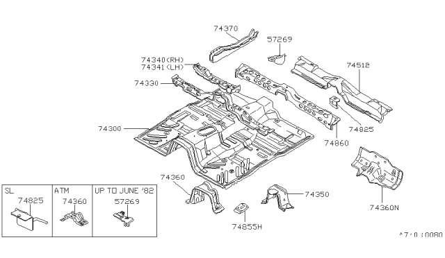 1984 Nissan Datsun 810 Floor Panel Diagram 1