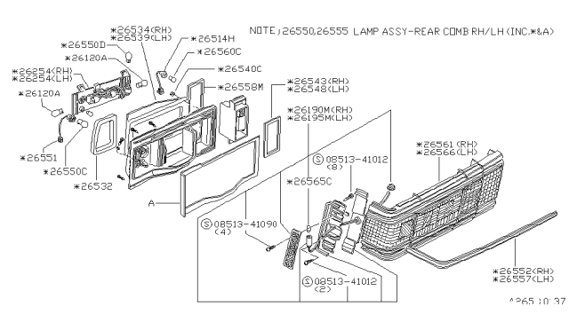 1984 Nissan Datsun 810 Rear Combination Lamp Diagram 1