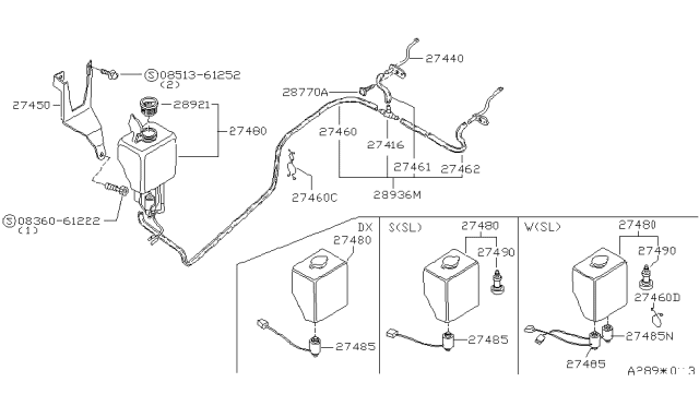 1984 Nissan Datsun 810 Pump Washer Front Diagram for 28920-W3500