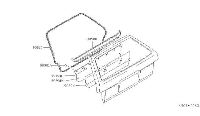 1980 Nissan Datsun 810 Finisher-Back Door Diagram for 90900-W2710