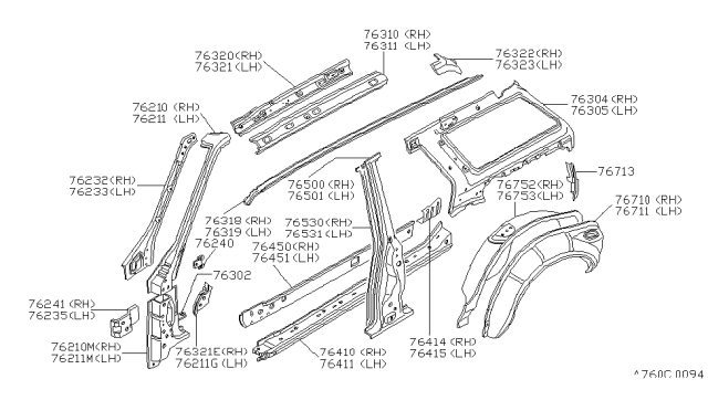 1984 Nissan Datsun 810 Tapping Hinge Diagram for 76274-W1000