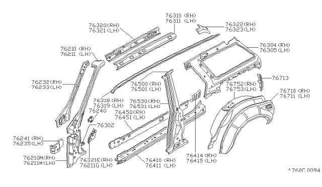 1982 Nissan Datsun 810 Body Side Panel Diagram 2