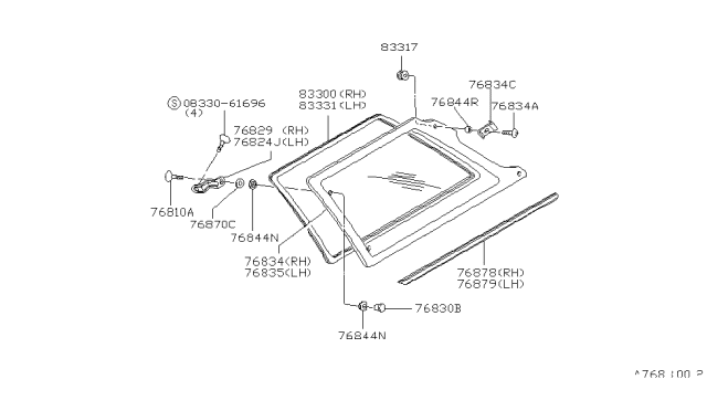 1981 Nissan Datsun 810 Bolt Side Window Diagram for 83418-W2700