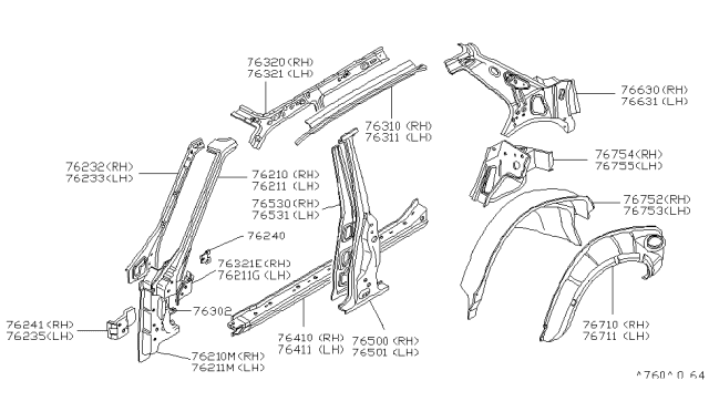 1983 Nissan Datsun 810 Body Side Panel Diagram 1