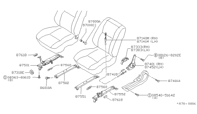 1980 Nissan Datsun 810 Front Seat Diagram 4