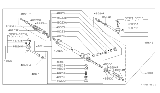 1981 Nissan Datsun 810 Gear&Link LH Diagram for 48001-W2201