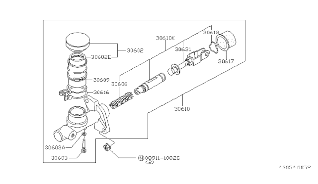 1983 Nissan Datsun 810 Clutch-Master Cylinder Diagram for 30610-W1601