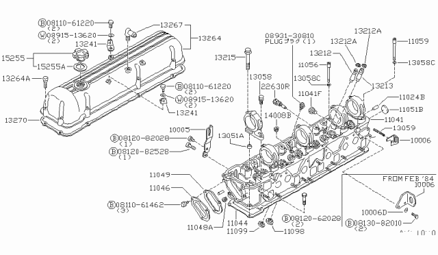 1984 Nissan Datsun 810 Bolt Cylinder Head Diagram for 11059-V0700