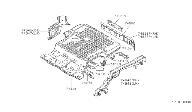 1980 Nissan Datsun 810 Member Cross Diagram for 75630-W2700