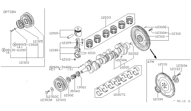 1981 Nissan Datsun 810 Piston,Crankshaft & Flywheel Diagram 1