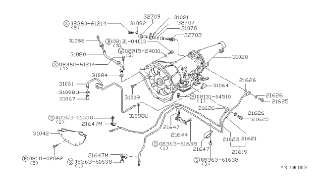 1980 Nissan Datsun 810 Automatic Transmission Assembly Diagram for 31020-X0760