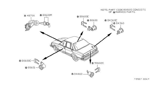 1983 Nissan Datsun 810 Cylinder-Trunk Lid Diagram for 84660-W3400