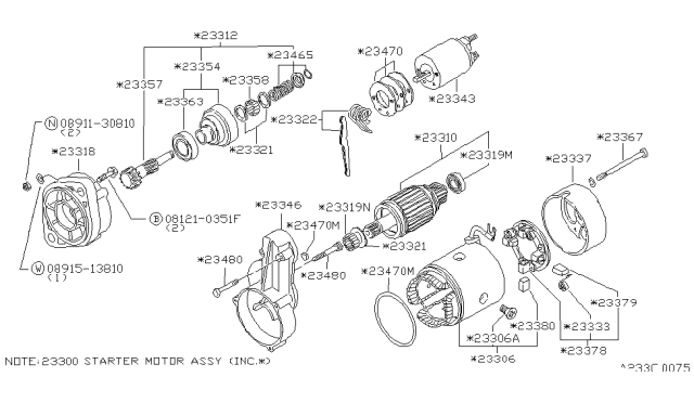 1982 Nissan Datsun 810 Motor Assembly Diagram for 23300-W2500