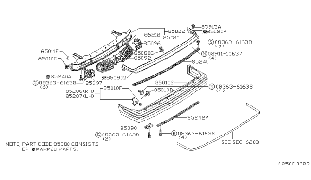 1983 Nissan Datsun 810 Rear Bumper Diagram 1