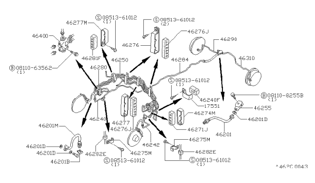 1981 Nissan Datsun 810 Brake Piping & Control Diagram 2