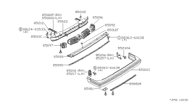 1984 Nissan Datsun 810 Rear Bumper Diagram 2