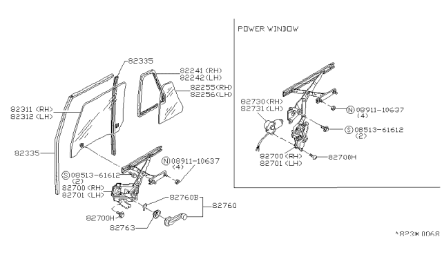 1983 Nissan Datsun 810 Glass Rear Door Window Diagram for 82313-W3210