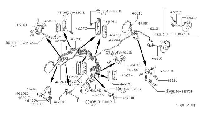 1984 Nissan Datsun 810 Tube Brake Diagram for 44220-F5400