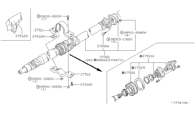 1982 Nissan Datsun 810 PROPELLER Shaft Diagram for 37000-F5200
