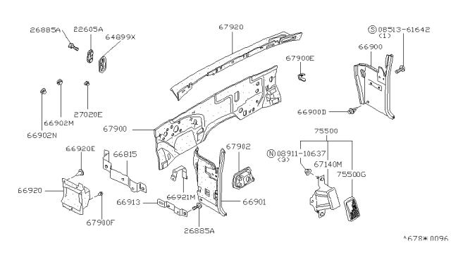 1981 Nissan Datsun 810 FINISHER Dash GRY Diagram for F6901-W1000