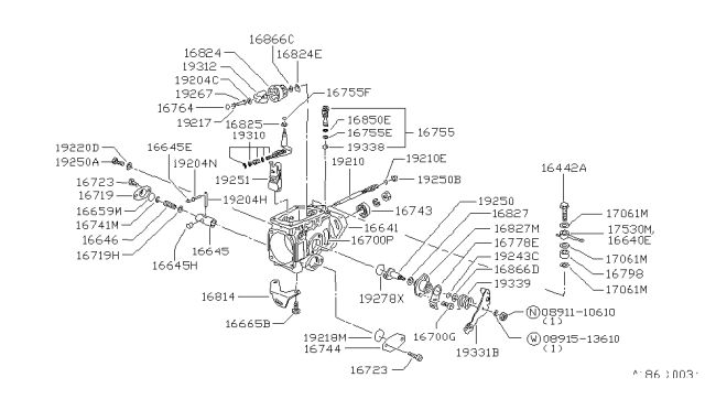 1981 Nissan Datsun 810 Gasket Np Diagram for 16794-V0700