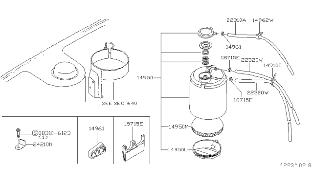 1982 Nissan Datsun 810 CANISTER-Tray Diagram for 14955-U8700