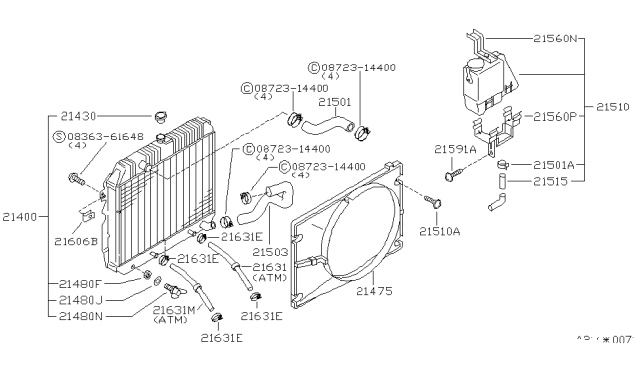 1980 Nissan Datsun 810 Radiator Assy Diagram for 21400-W2401