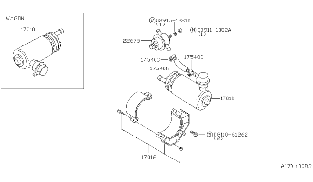 1983 Nissan Datsun 810 Fuel Pump Assembly Diagram for 17011-W1311