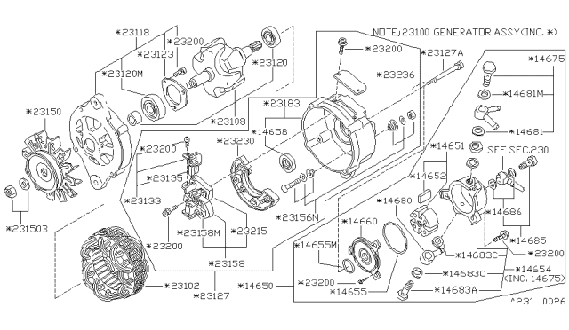 1982 Nissan Datsun 810 Front Cover Diagram for 23118-W2500