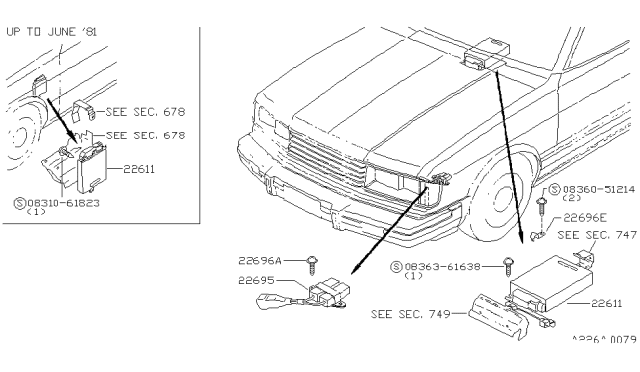 1984 Nissan Datsun 810 Engine Control Unit Diagram for 22611-W4866