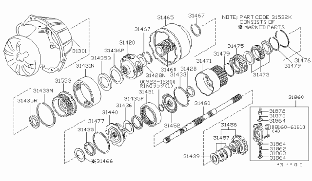 1980 Nissan Datsun 810 Governor,Power Train & Planetary Gear Diagram 2