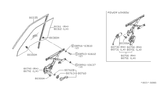 1980 Nissan Datsun 810 Regulator Diagram for 80720-W1300