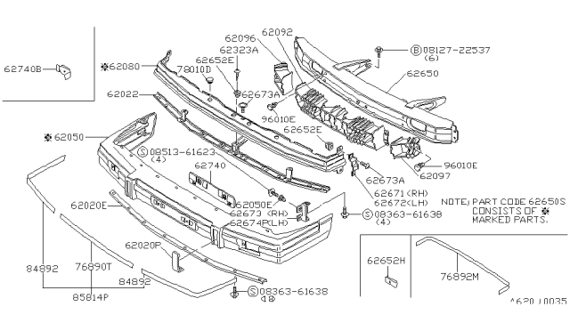 1983 Nissan Datsun 810 Sight Shield Front Diagram for 62080-W2400